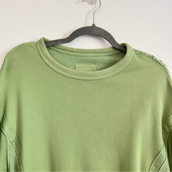Aerie Keep it Light Crochet Crew Sweatshirt Oversized Green Size XXS Cozy - Picture 4 of 14